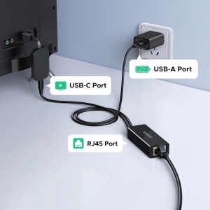 Adaptor pentru Internet, USB, USB-C la RJ45, 100Mbps, Indicator LED, Ugreen CR110, Negru - Img 6
