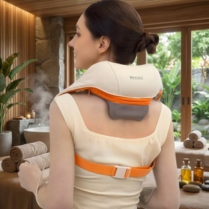 Aparat masaj cervical, Shiatsu, Incalzire Hot Compress, 2000mAh, Yesido, Bej - Img 4