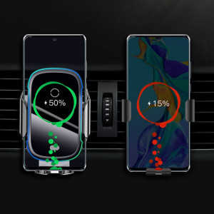 Baseus - Light Electric Car Holder (WXHW03-01) with Wireless Charging, 15W for Dashboard / Windshield / Air Vent - Black - Img 6