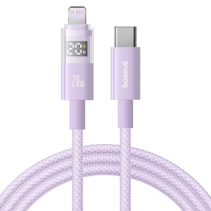 Cablu de Date cu Afisaj Digital, Type-C la Lightning, 20W, 1m - Baseus Display 2 (P10382703511-00) - Nebula Purple