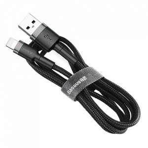 Cablu de date USB la Lightning, 2.4A, 1m, Baseus - Gri Negru - Img 2