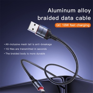 Cablu de date, USB la Type-C, 18W, 1.2m, Yesido, Negru - Img 3