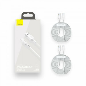 Cablu de Date USB la Type-C, Fast Charging 5A, 40W, 1.5m (set 2) - Baseus (TZCATZJ-02) - White - Img 7
