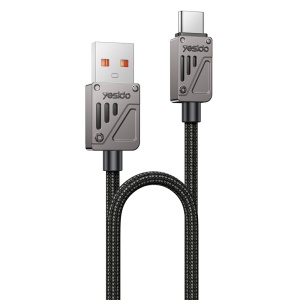 Cablu de date, USB la Type-C, QC 18W, 3A, 480Mbps, Nailon, Yesido, Negru