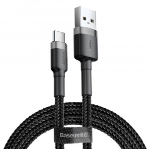 Cablu de Date USB Type-C, 2A, 3m, Baseus Cafule - Gri Inchis