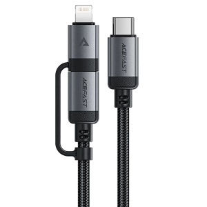 Cablu de incarcare Type-C la Type-C, Lightning, 60W, 3A, Fast Charging, 1.2m - Acefast (C20-01) - Black