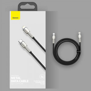 Cablu Type-C to Lightning, Fast Charging PD20W, 480Mbps, 2.4A, 1m - Baseus Cafule Series Metal (CATLJK-A01) - Black - Img 7