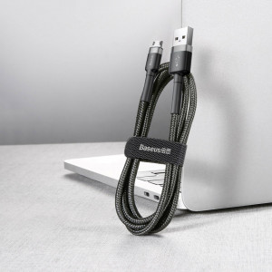 Cablue de date USB la Micro-USB, 1.5A, 2m, Cafule Baseus (CAMKLF-CG1) - Gri Negru - Img 6