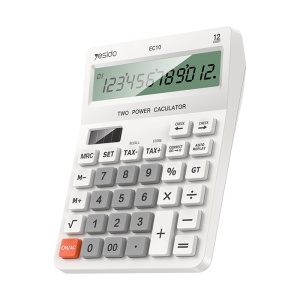 Calculator de birou, Ecran LCD 12 cifre, Functii TAX si Check, Alimentare Duala, Yesido, Argintiu - Img 1