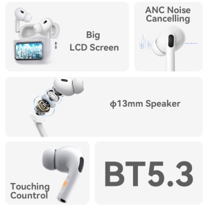 Casti wireless, Bluetooth 5.3, ANC si ENC, Ecran LCD, 360mAh, Yesido, Alb - Img 2