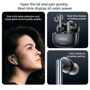 Casti wireless, Bluetooth 5.3, Noise Cancelling, In-ear, 360mAh, Yesido, Alb - Img 4
