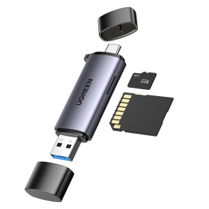 Cititor de Carduri USB/USB-C la SD/TF Card, Plug & Play, 5Gb/s, 2TB, Ugreen CM185 - Gri