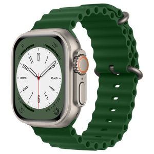 Curea pentru Apple Watch 38/40/41/42mm din Silicon, set cu sticker, Model W38, Verde Army
