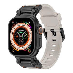 Curea pentru Apple Watch 42/44/45/46/49mm, Bratara Silicon, set cu sticker, Model W064, Gri