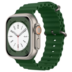 Curea pentru Apple Watch 42/44/45/46/49mm din Silicon, set cu sticker, Model W38, Verde Army