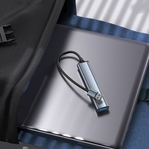 Hub USB, 4 in 1, USB 3.0 la 1x USB 3.0 si 3x USB 2.0, Aluminiu, Yesido, Gri - Img 4