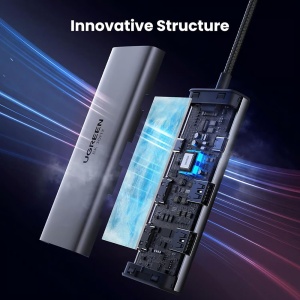 Hub USB-C la 2x USB, 2x HDMI, 2x Type-C, 5Gpbs, PD100W, Ugreen, Gri - Img 4