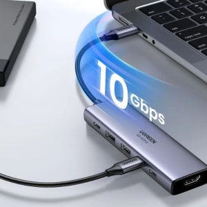 Hub USB-C la 3x Type-C, 2x USB3.2, HDMI, PD100W, 10 Gbps, 4K@60Hz, Ugreen, Gri - Img 5