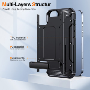 Husa antisoc iPhone 14 Pro cu suport birou, Techsuit Kickstand - Negru - Img 5