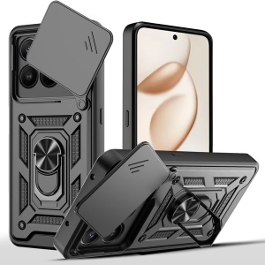 Husa Honor 400 Smart cu Inel magnetic, set cu sticker, CamShield, Negru