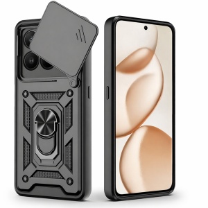 Husa Honor 400 Smart / X7d cu Inel Magnetic, Antisoc, set cu sticker, defender, Negru