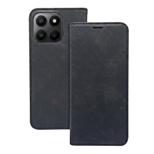 Husa Honor 400 Smart / X7d tip carte, piele ecologica, buzunar interior, set cu sticker, smart suede, Negru