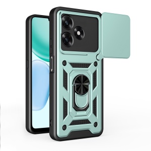 Husa Honor X5c Plus cu Inel magnetic, Protectie Camera, set cu sticker, CamShield, Verde