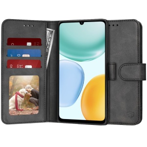 Husa Honor X5c Plus tip carte cu Portofel Interior, Antisoc, set cu sticker, Diary Book, Negru