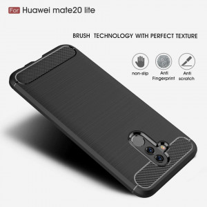 Husa Huawei Mate 20 lite din silicon, Slim, cu textura Fibra Carbon - Negru - Img 6