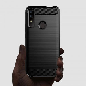 Husa Huawei P Smart Z din silicon, Slim, cu textura Fibra Carbon - Negru - Img 3