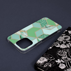 Husa iPhone 13 Pro Marble Series, Techsuit - Green Hex - Img 5
