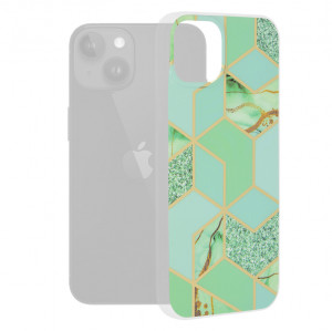 Husa iPhone 15 Plus Marble Series, Techsuit - Green Hex - Img 7