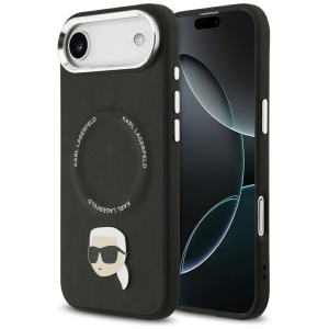 Husa iPhone 17 Air - Karl Lagerfeld Leather Karl Pin MagSafe (KLHMP17MPSMLRKLK) - Black