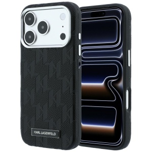 Husa iPhone 18 Pro / iPhone 17 Pro - Karl Lagerfeld HC MagSafe SW Grained Leather HS Mono Resin Logo (KLHMP18L6PWKLMHK) - Black