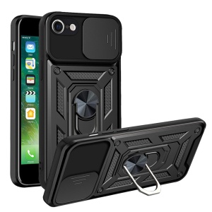 Husa iPhone 7 / 8 / SE 2 cu inel magnetic, Techsuit CamShield - Negru