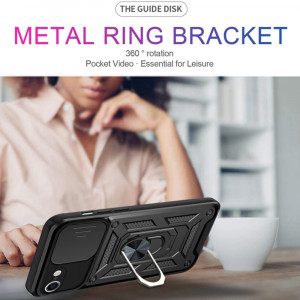 Husa iPhone 7 / 8 / SE 2 cu inel magnetic, Techsuit CamShield - Negru - Img 3