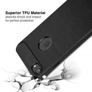 Husa iPhone SE 2, SE 2020 din silicon, Slim, cu textura Fibra Carbon - Negru - Img 2