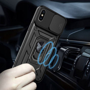 Husa iPhone Xs Max cu inel magnetic, Techsuit CamShield - Negru - Img 3