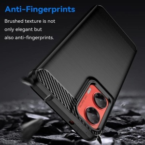 Husa Motorola Moto G06 din Silicon Slim, cu textura Carbon, set cu sticker, Carbon Silicone, Negru - Img 4