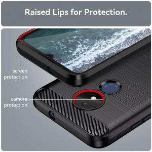 Husa Nokia C21 din silicon, Slim, cu textura Fibra Carbon - Negru - Img 7