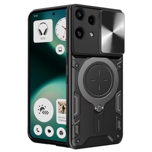 Husa Nothing Phone (3a) Lite cu Inel Magnetic, Protectie Camera, set cu sticker, CamGuard Pro, Negru
