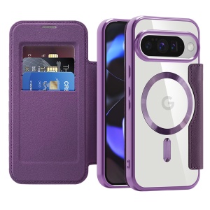Husa pentru Google Pixel 10 / Pixel 10 Pro tip carte, SKYDDAR INOVATION, SmartMag Book, Magsafe, RFiD, Suport Carduri, set cu sticker, Mov