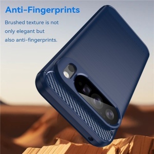 Husa pentru Google Pixel 10 Pro XL, SKYDDAR INNOVATION, Carbon Silicone, din Silicon Premium, Slim, cu textura Fibra Carbon, Albastru, set cu sticker  - Img 3