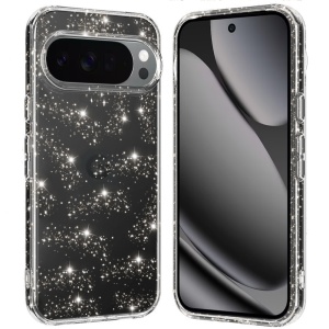 Husa pentru Google Pixel 10 Pro XL, SKYDDAR INNOVATION, Shine, din Silicon TPU cu Sclipici, Design Elegant si Ultra Subtire, Transparenta, set cu sticker