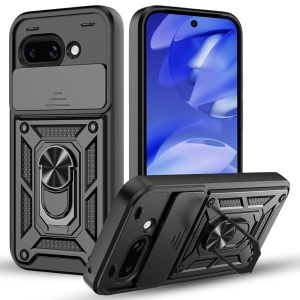 Husa pentru Google Pixel 10a, SKYDDAR INNOVATION, CamShield, Inel magnetic, set cu sticker, Negru