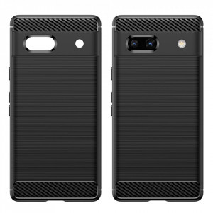 Husa pentru Google Pixel 7a din silicon, SLIM, cu textură Fibra Carbon Skyddar - Negru - Img 6