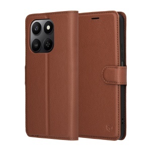 Husa pentru Honor 400 Smart / X7d 4G, SKYDDAR INNOVATION, Leather Folio tip Carte, cu Portofel Interior, Finisaje Premium, set cu sticker, Maro