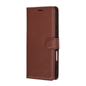 Husa pentru Honor 600 Lite tip Carte, cu Portofel Interior, Finisaje Premium, set cu sticker, Leather Folio, Maro - Img 4