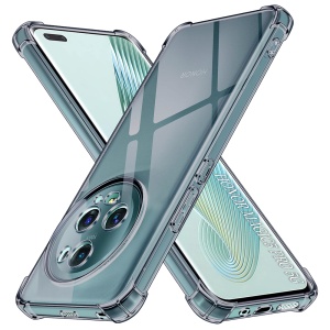Husa pentru Honor Magic5 Pro, SKYDDAR INNOVATION, Shockproof Clear Silicone, Silicon Slim, set cu sticker, Fumuriu