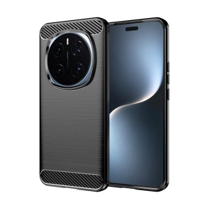 Husa pentru Honor Magic7 Pro, SKYDDAR INNOVATION, Carbon Silicone, din Silicon Slim, cu textura Fibra Carbon, set cu sticker, Negru